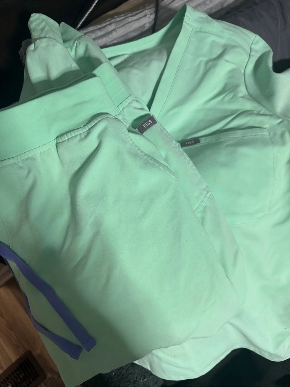 Figs Mint Green Scrub Top and Pants Set